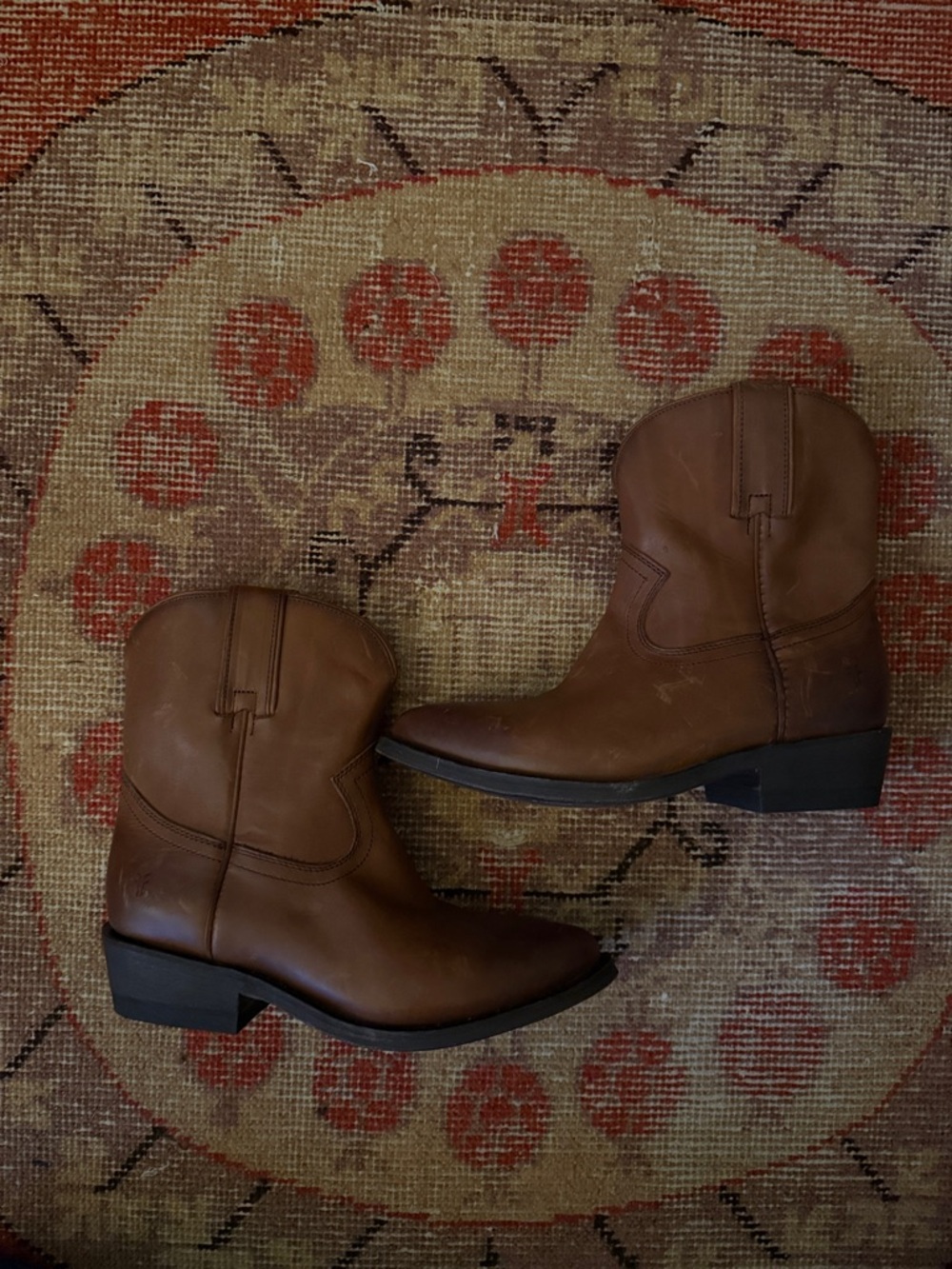 Frye Brown Leather Heeled Cowboy Boots